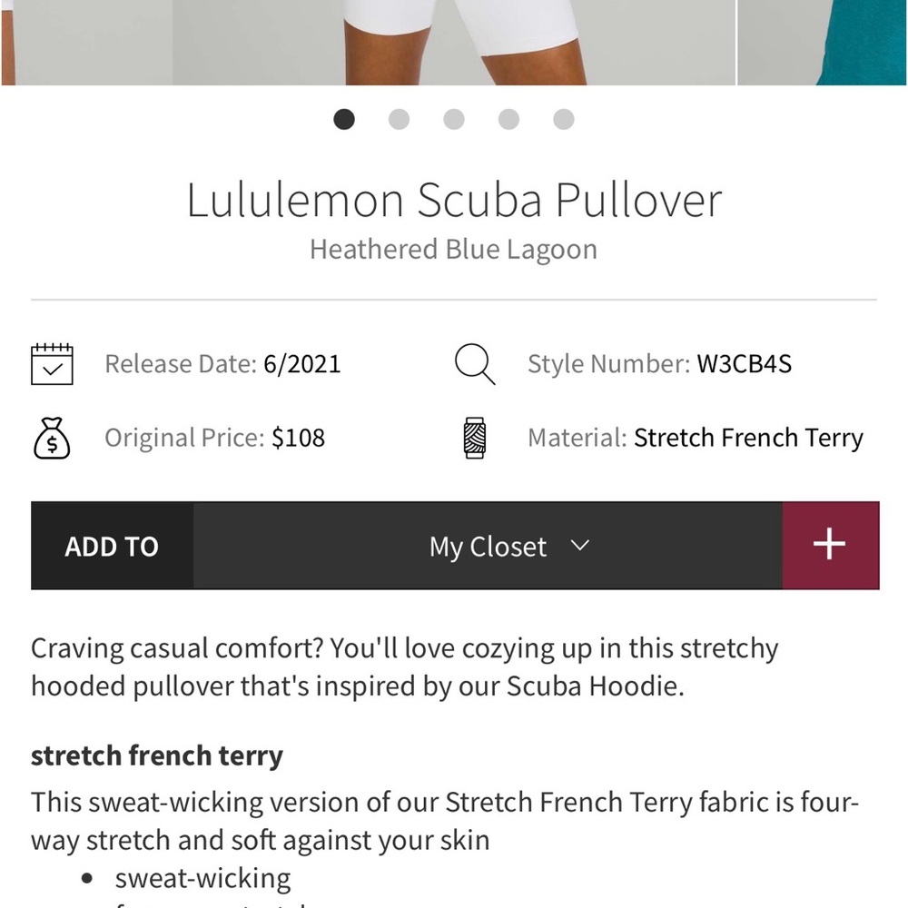Lululemon Scuba Pullover
Heathered Blue Lagoon - Picture 3 of 11